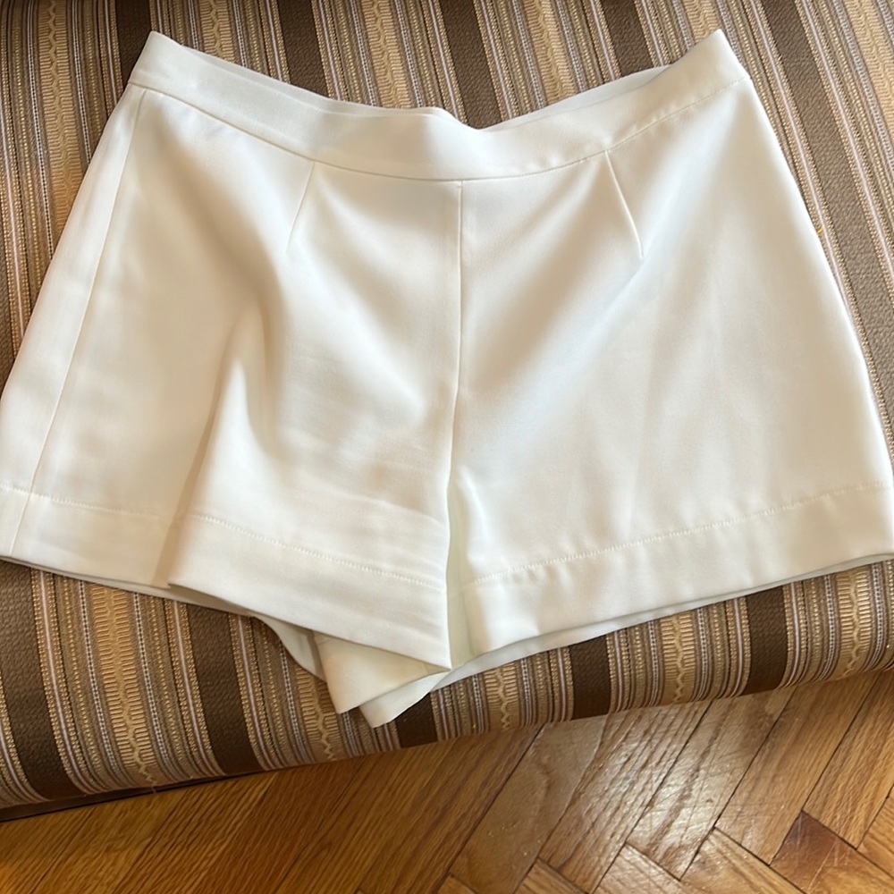 White aqua side zip shorts